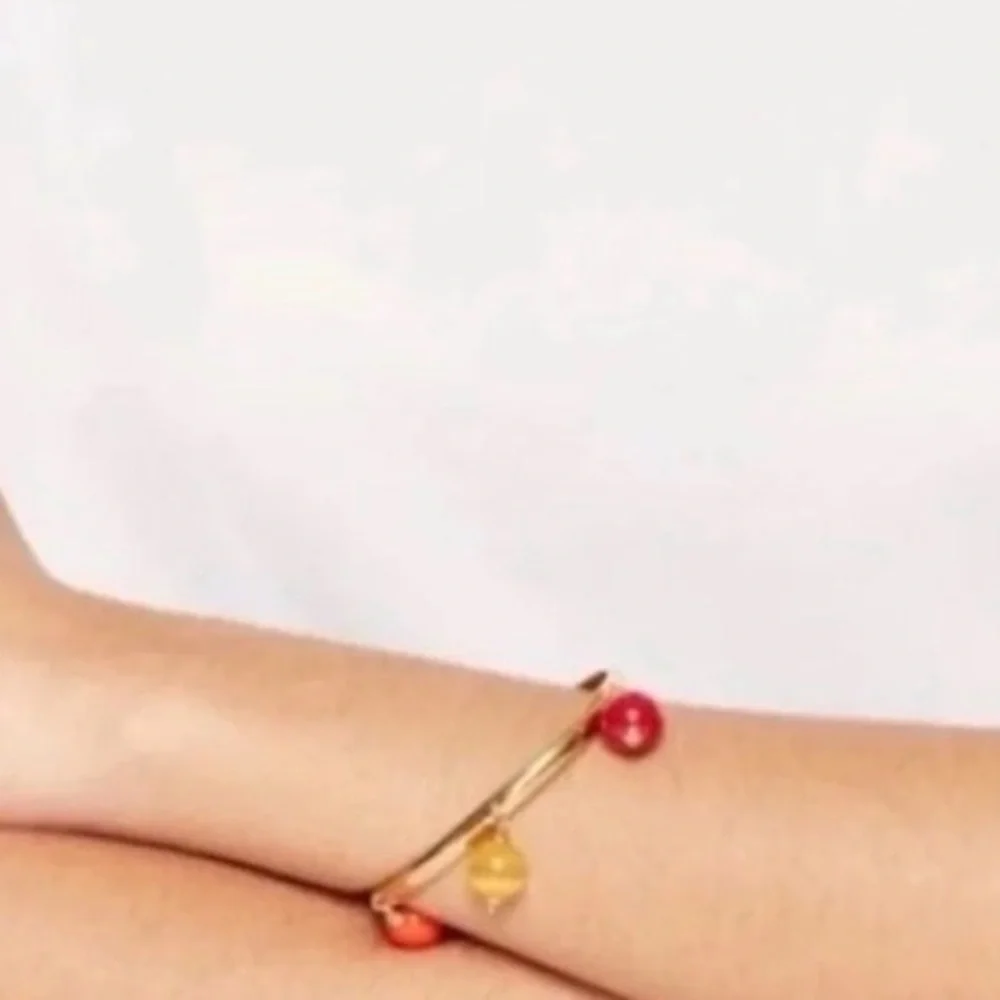 kate spade second nature gold tone bracelet orange red yellow Dangling charms - Picture 2 of 6